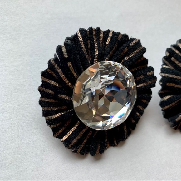 Vintage 80s Large Glamorous Vintage Rhinestone Earrings - Picture 2 of 2